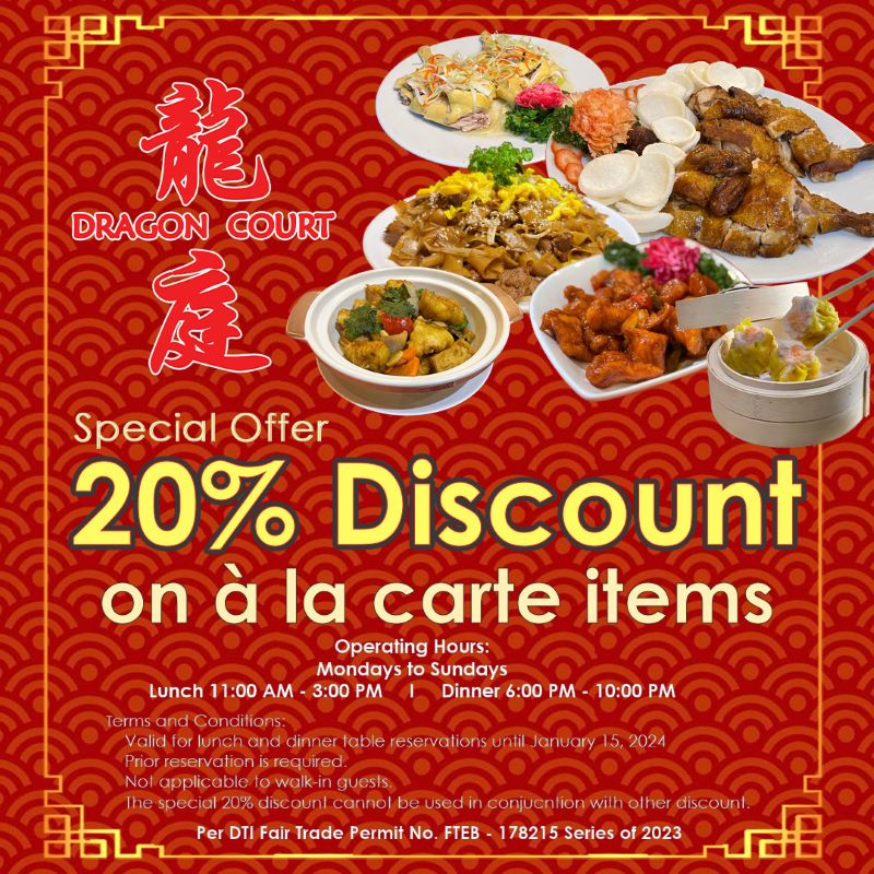 Dragon Court Restaurant Offers 20 Discount on Ala Carte Items
